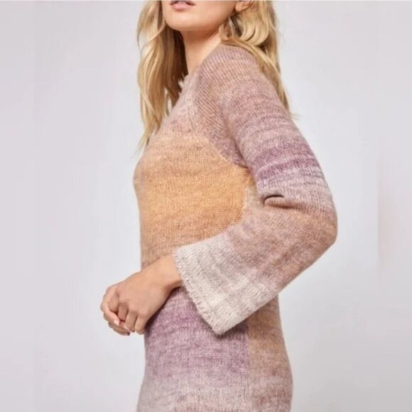 New L*Space Monroe Ribbed Mock Neck Bell Sleeve Temescal Canyon Maxi Dress NWT - Picture 4 of 9